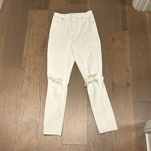 White Abercrombie Ripped Jeans